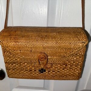 Rattan box crossbody bag